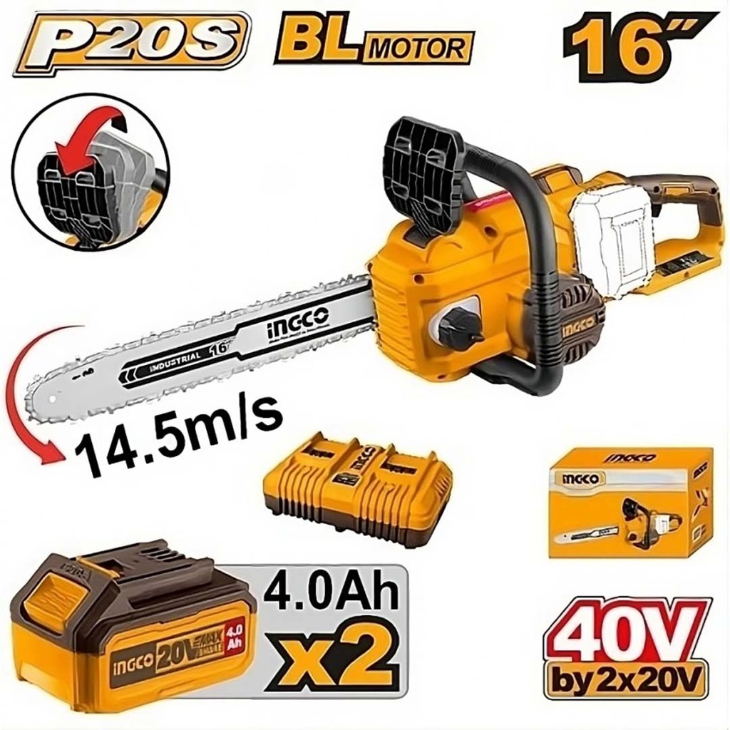 CORDLESS CHAINSAW 16" INGCO (CGSLI401682)
