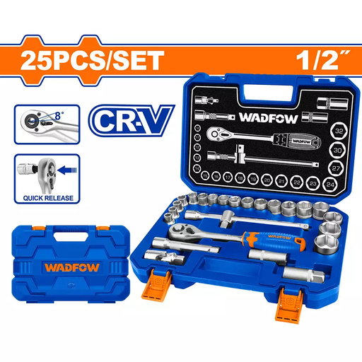 [ToolsMart254] 25PCS 1/2 SOCKET SET WADFOW (WST2D25)