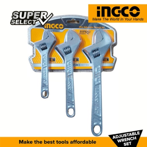 [ToolsMart121] 3 PCS ADJUSTABLE WRENCH SET (HADWK031)