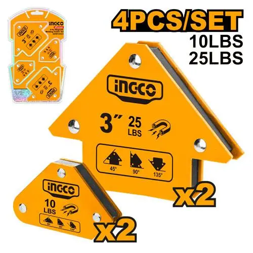 [ToolsMart4670] 4 PCS MAGNETIC WELDING HOLDER SET INGCO (AMWH4062)