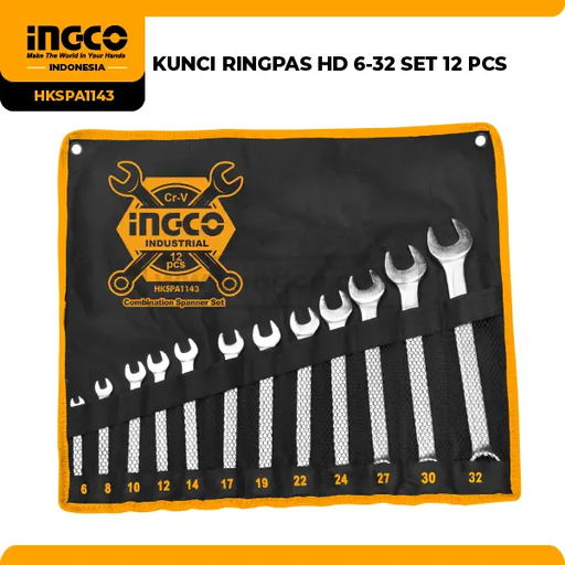 [ToolsMart447] COMBINATION SPANNER SET 6-32MM INGCO (HKSPA1143)