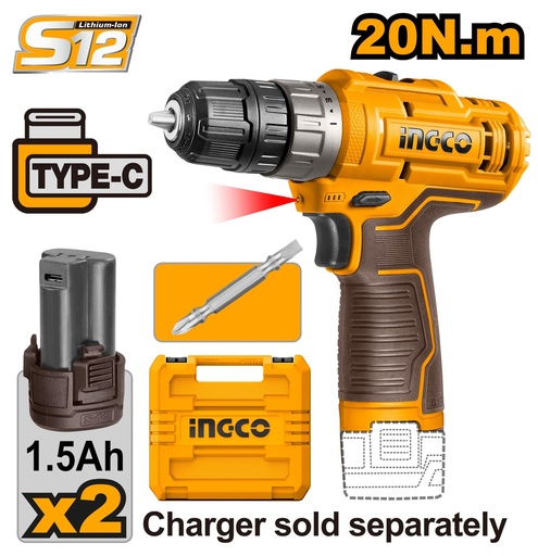 [ToolsMart390] CORDLESS DRILL 12V DUAL INGCO (CDLI12202)
