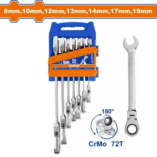 [ToolsMart4272] 7 PCS FLEXIBLE RATCHET SPANNER SET WADFOW (WSP5207)
